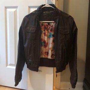 Faux leather bomber style jacket